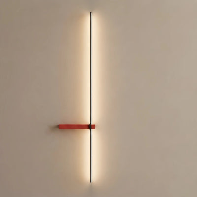 Minimalist Linear LED Wall Lamp – Black/ Red for Living Room