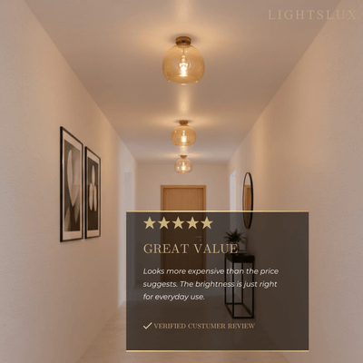 Vetro Modern Globe LED Ceiling Light/Pendant Light – Black/Gold for Hallway
