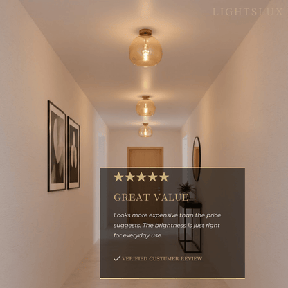 Vetro Modern Globe LED Ceiling Light/Pendant Light – Black/Gold for Hallway