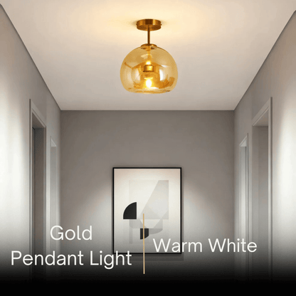 Vetro Modern Globe LED Ceiling Light/Pendant Light – Black/Gold for Hallway
