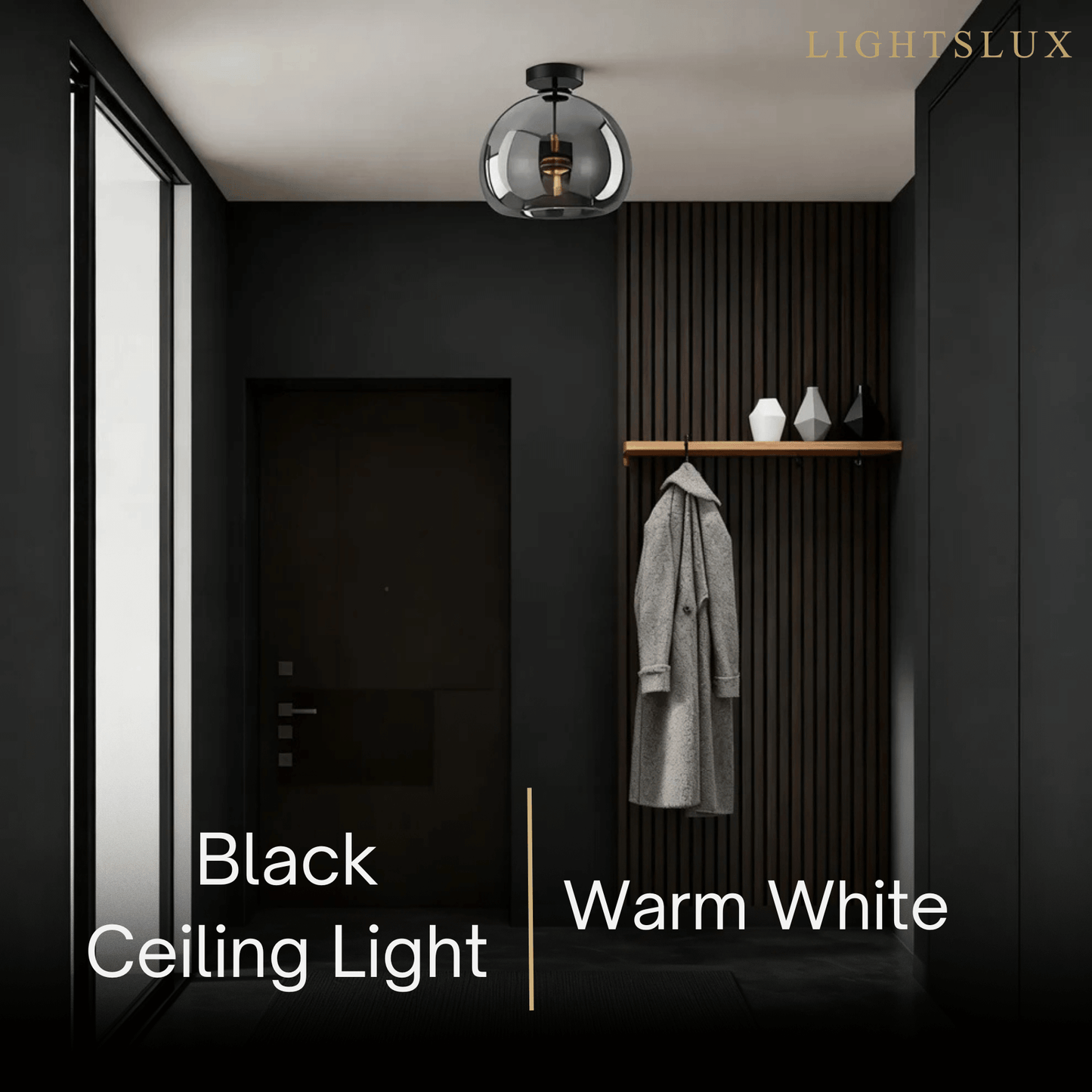 Vetro Modern Globe LED Ceiling Light/Pendant Light – Black/Gold for Hallway