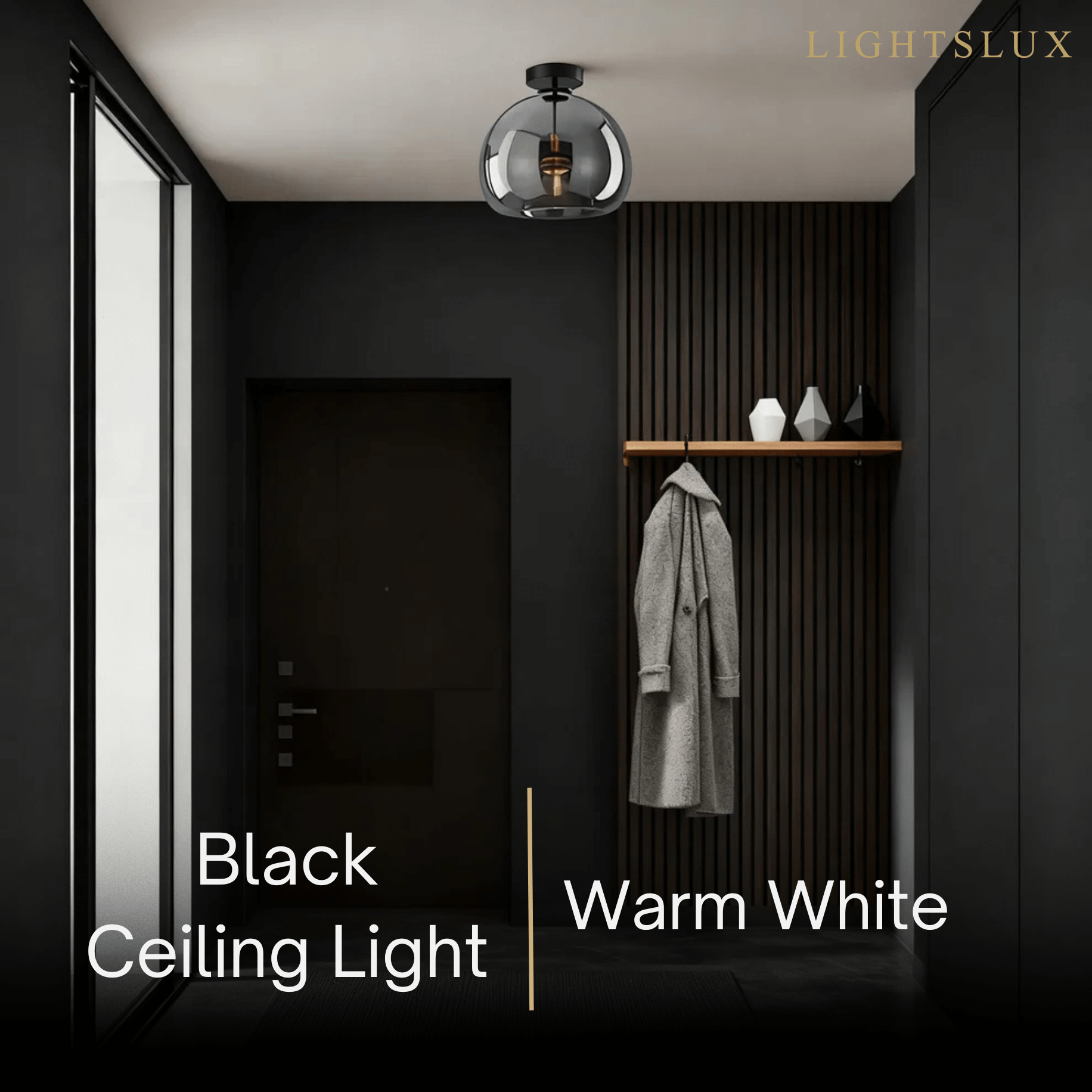 Vetro Modern Globe LED Ceiling Light/Pendant Light – Black/Gold for Hallway