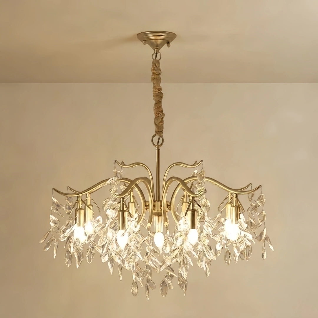 Excelis Royal Crystal Chandelier – Luxurious Gold Finish for LivingRoom