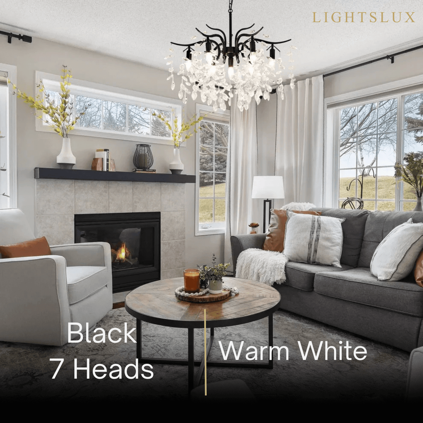 Excelis Royal Crystal Chandelier – Luxurious Black/Gold Finish for Living/Dining Room