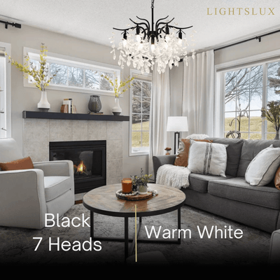 Excelis Royal Crystal Chandelier – Luxurious Black/Gold Finish for Living/Dining Room