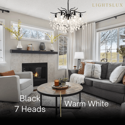 Excelis Royal Crystal Chandelier – Luxurious Black/Gold Finish for Living/Dining Room