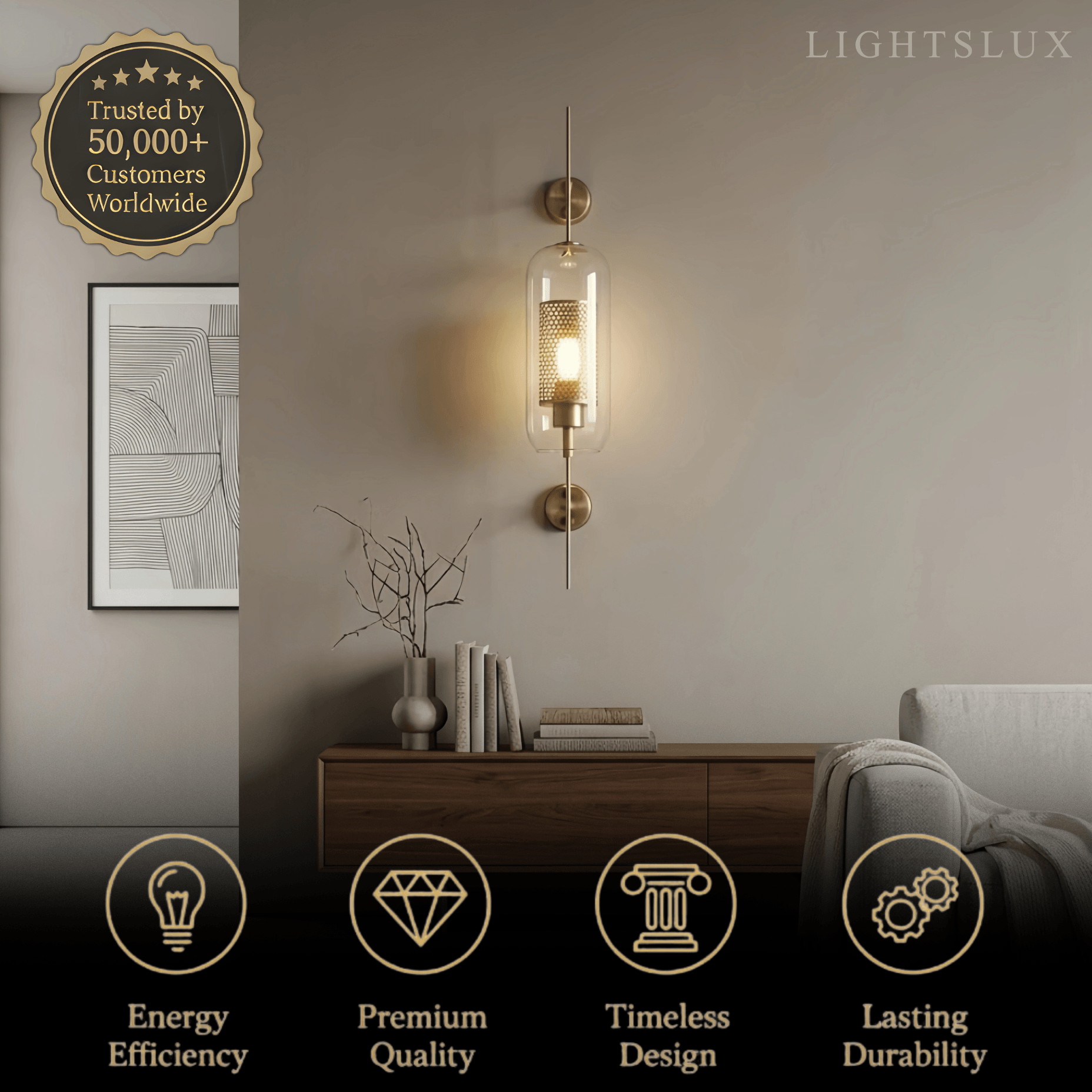 Vetro Royal Glass/Copper Wall Lamp