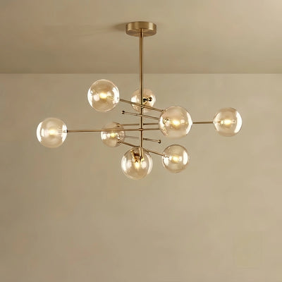  Glass Chandelier – Luxury Black/Gold Metal for Dining Room