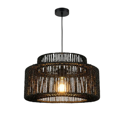 Bamburo Farmhouse Drum Pendant Light — Black