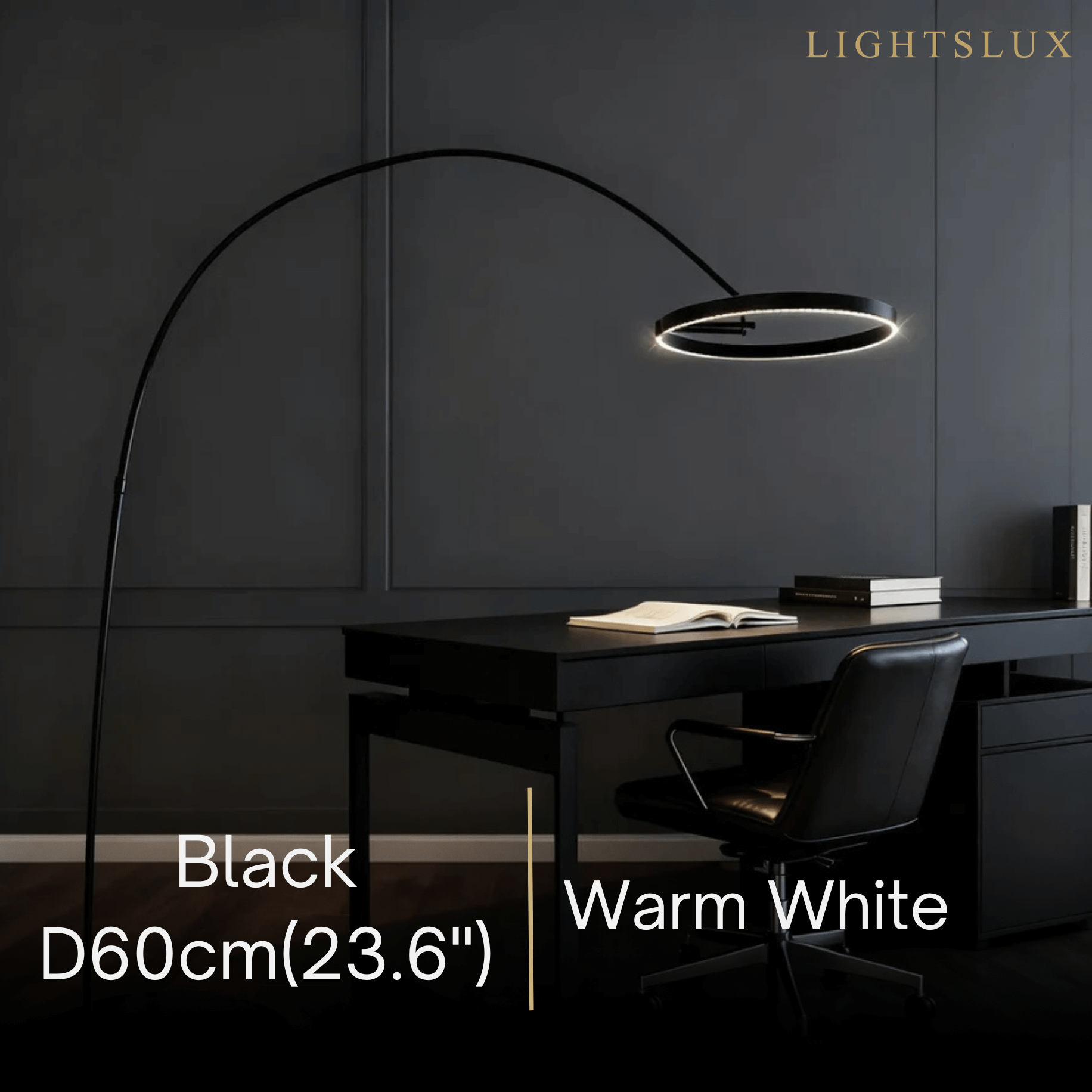 Velora Modern Round Floor Lamp – Minimalist Black Metal Design for Living Room