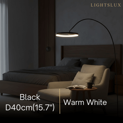 Velora Modern Round Floor Lamp – Minimalist Black Metal Design for Living Room