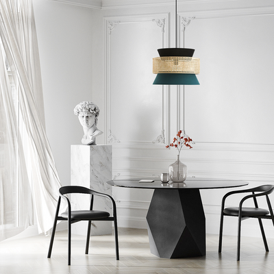 Hooded Pendant Light — Black Metal for Dining Room