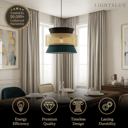 Hooded Pendant Light — Black Metal for Dining Room