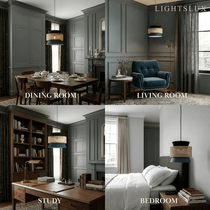Hooded Pendant Light — Black Metal for Dining Room