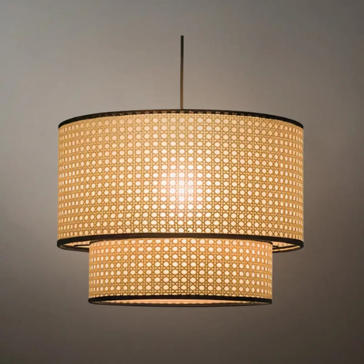 Rattan Pendant Light - Double-Layer Wood Lantern 