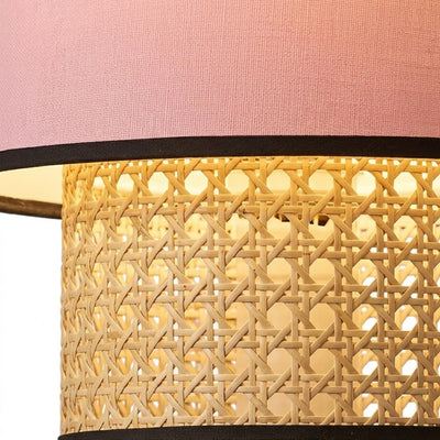 Bamburo Farmhouse Cylindrical Pendant Light - Fabric