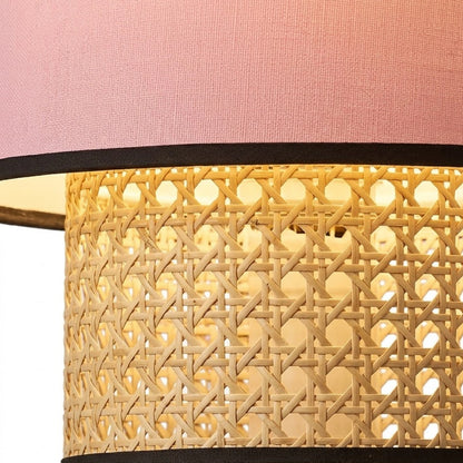 Bamburo Farmhouse Cylindrical Pendant Light - Fabric