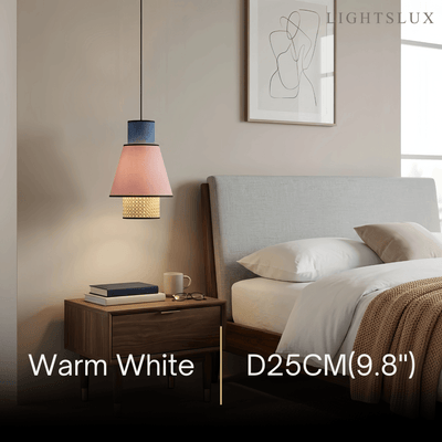 Bamburo Farmhouse Cylindrical Pendant Light - Fabric