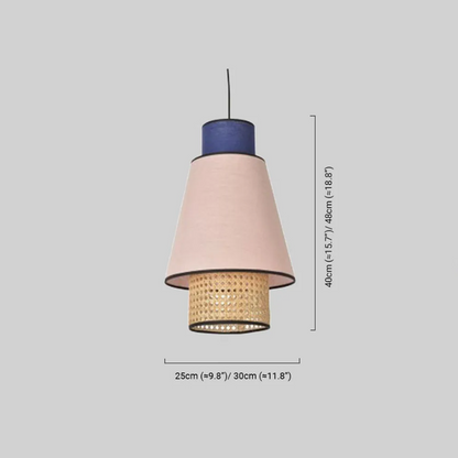 Bamburo Farmhouse Cylindrical Pendant Light - Fabric