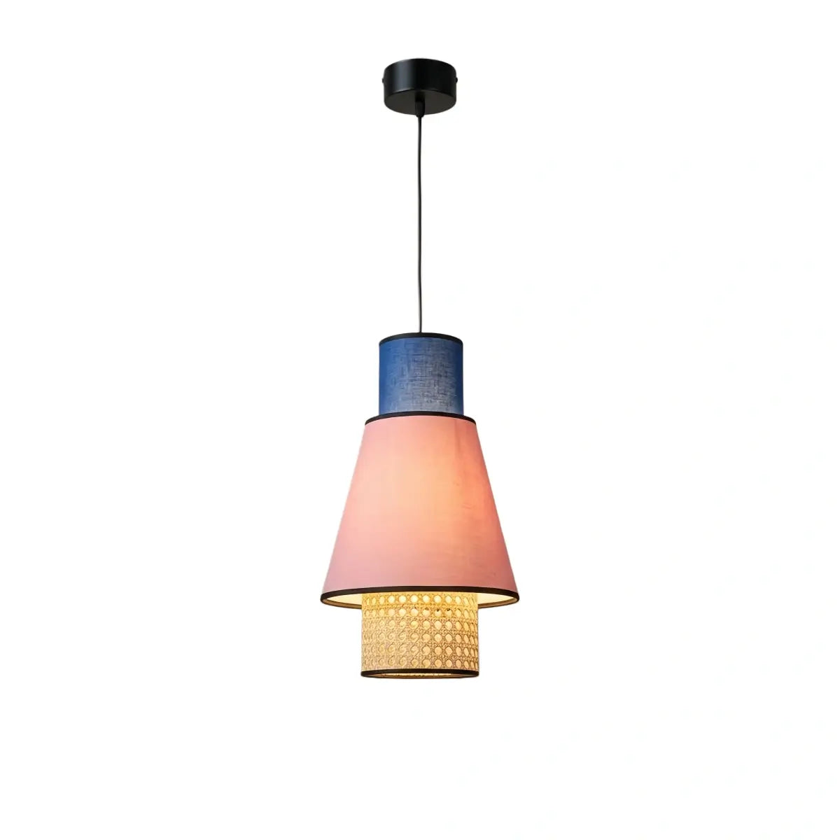 Bamburo Farmhouse Cylindrical Pendant Light - Fabric