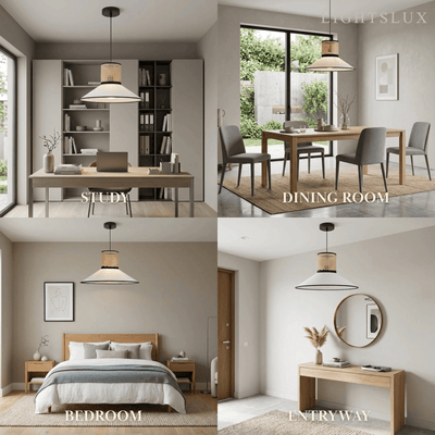 Bamburo Farmhouse Hooded Pendant Light — Fabric