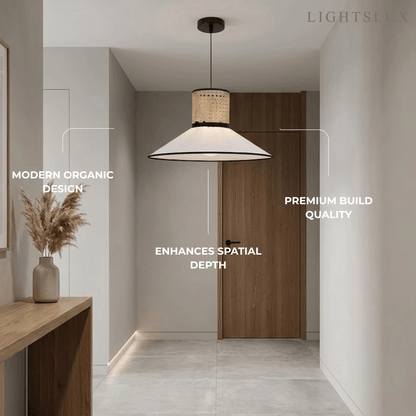 Bamburo Farmhouse Hooded Pendant Light — Fabric