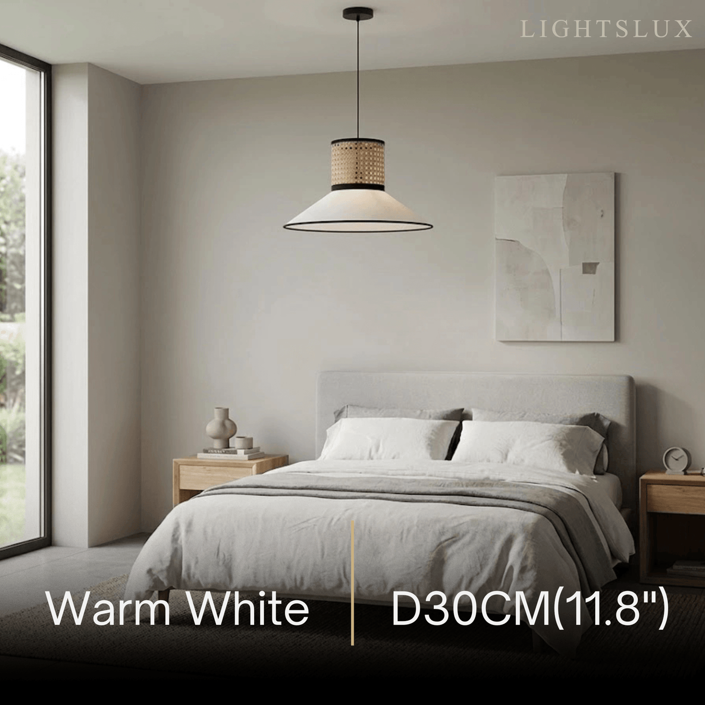 Bamburo Farmhouse Hooded Pendant Light — Fabric