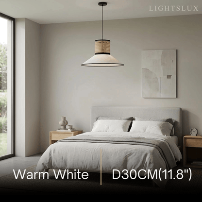 Bamburo Farmhouse Hooded Pendant Light — Fabric