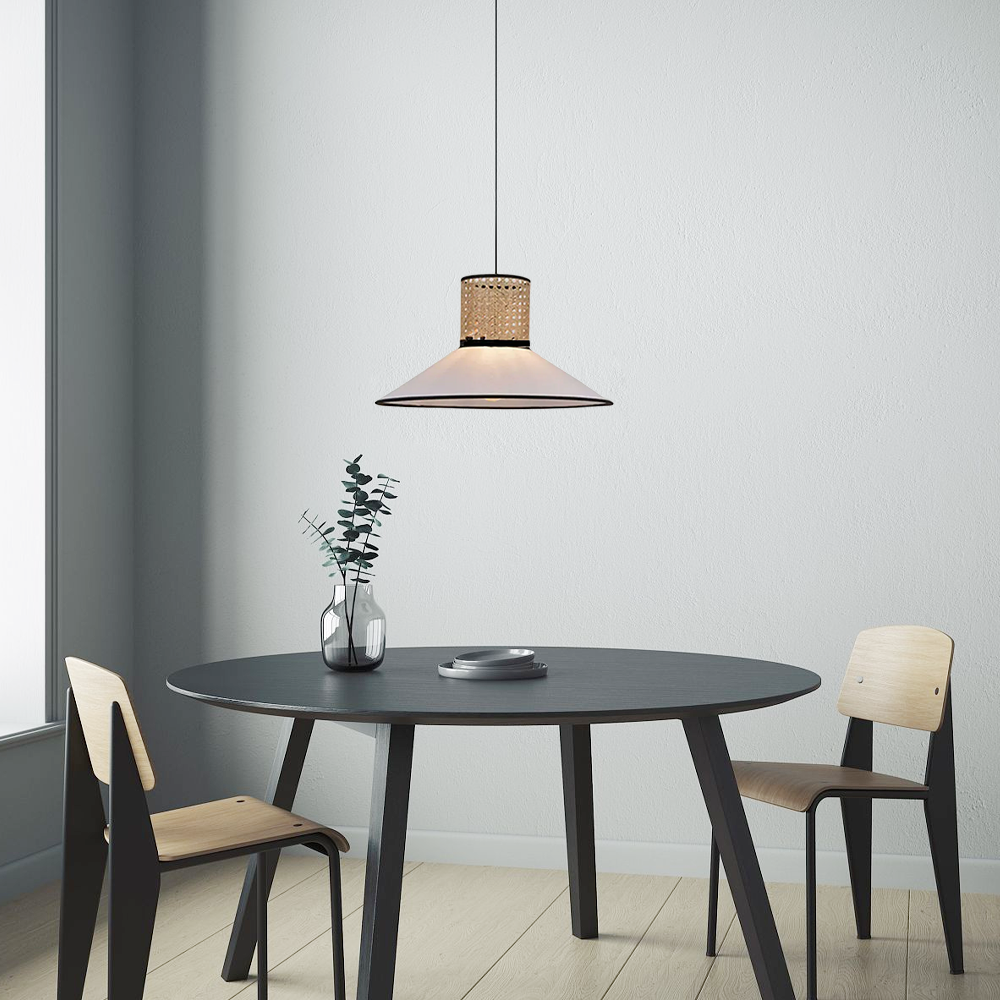 Bamburo Farmhouse Hooded Pendant Light — Fabric
