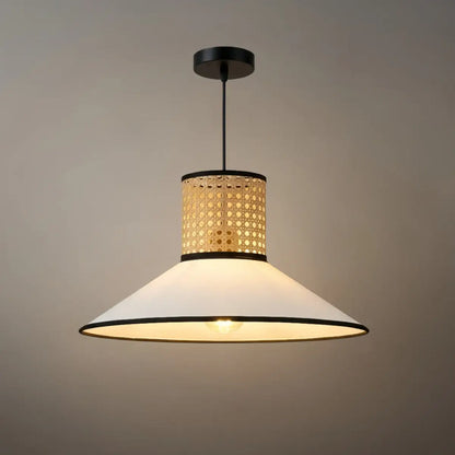 Bamburo Farmhouse Hooded Pendant Light — Fabric