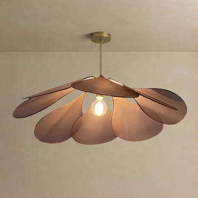 Zenno Art Deco Floral Metal & Fabric Pendant Light -- White/Brown for Living Room