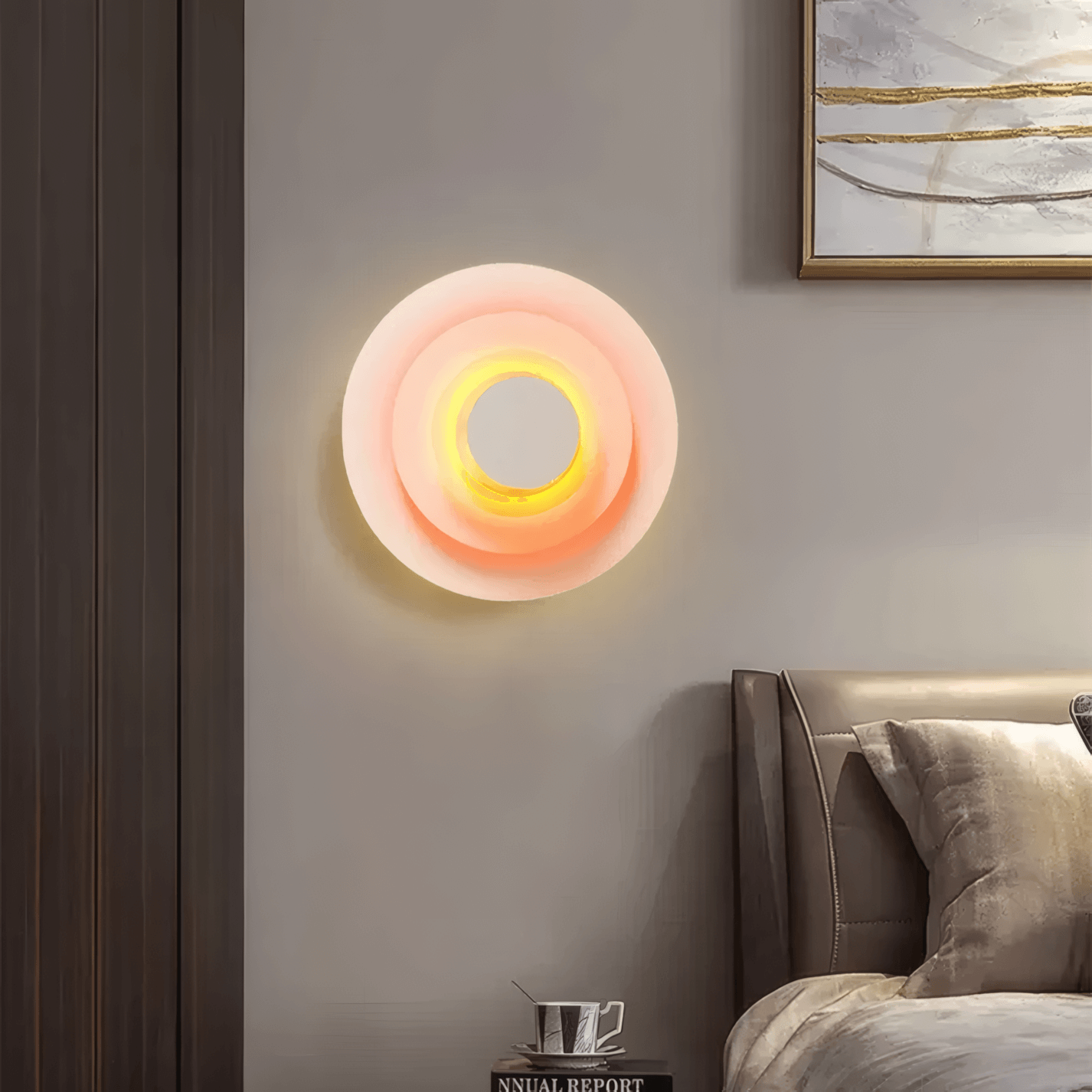 Morandi Metal Wall Lamp - Blue/Pink/Yellow Round Design for Living Room