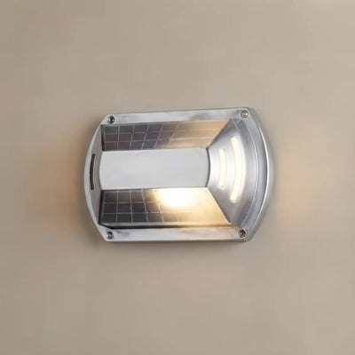 LZ520Irondale Modern Geometric Outdoor Wall Lamp – Silver Metal/Glass for Courtyard a