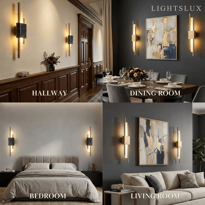 Excelis Modern Cylindrical Wall Lamp – Metal Bedroom Light in Gold/Green/White
