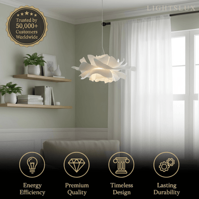 Crema Modern Flower-Shaped Pendant Light – White Metal/Acrylic for Dining Room