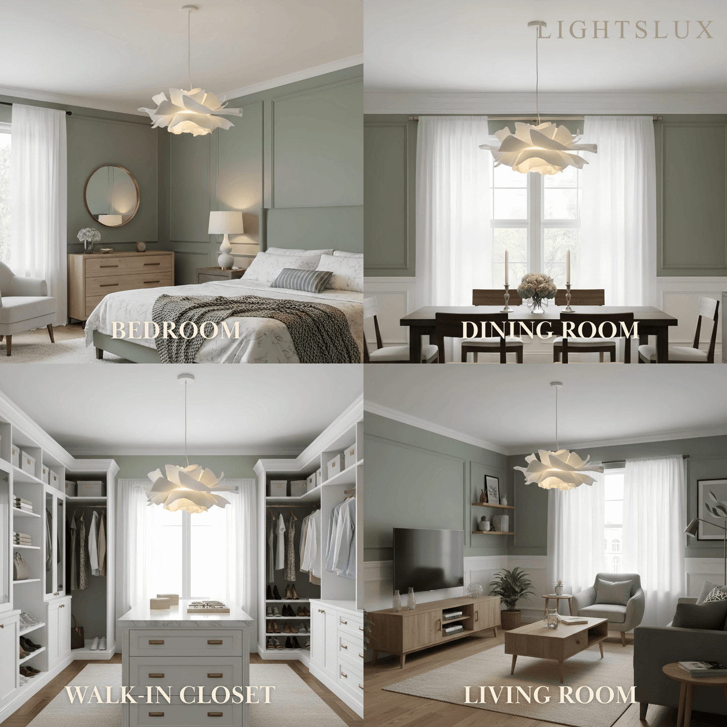 Crema Modern Flower-Shaped Pendant Light – White Metal/Acrylic for Dining Room