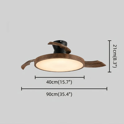 Sandora Modern Ceiling Fan Light -- PVC Acrylic Walnut Wood Black for Bedroom Size