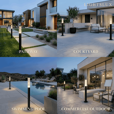 NU007Zenno Minimalist Outdoor Floor Lamp-- Acrylic Black for Yard
