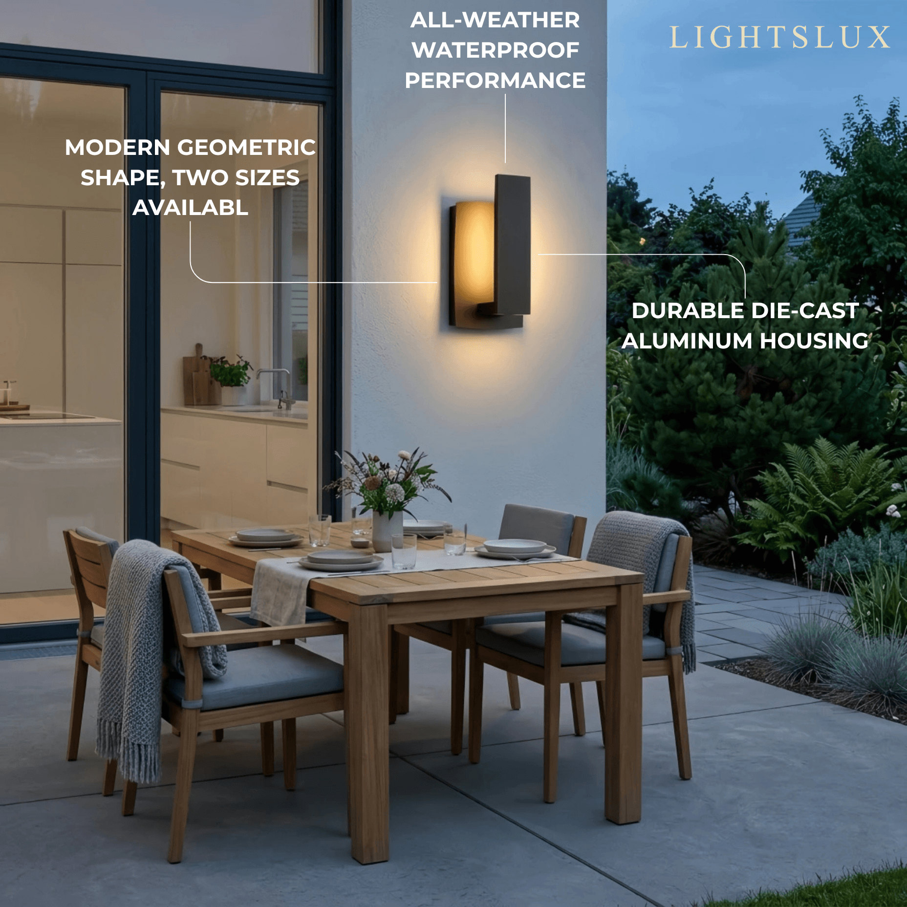 Arcato Wall Lamp--Aluminum Black for Outdoor Courtyard