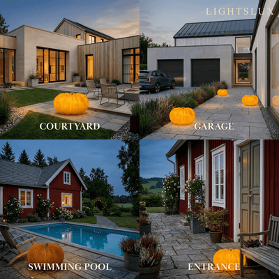 Vivara Farmhouse Pumpkin Floor Lamp--Resin for Courtyard