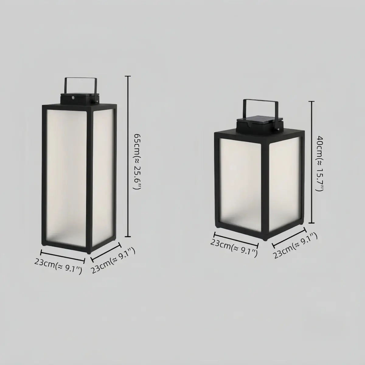 Solara Minimalist LED Outdoor Lantern -- Stainless Steel & PC Black for Garden Size
