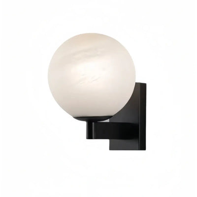 Lunara Art Deco Planet Wall Light -- Stainless Steel & Glass, Black/Beige for Terrace