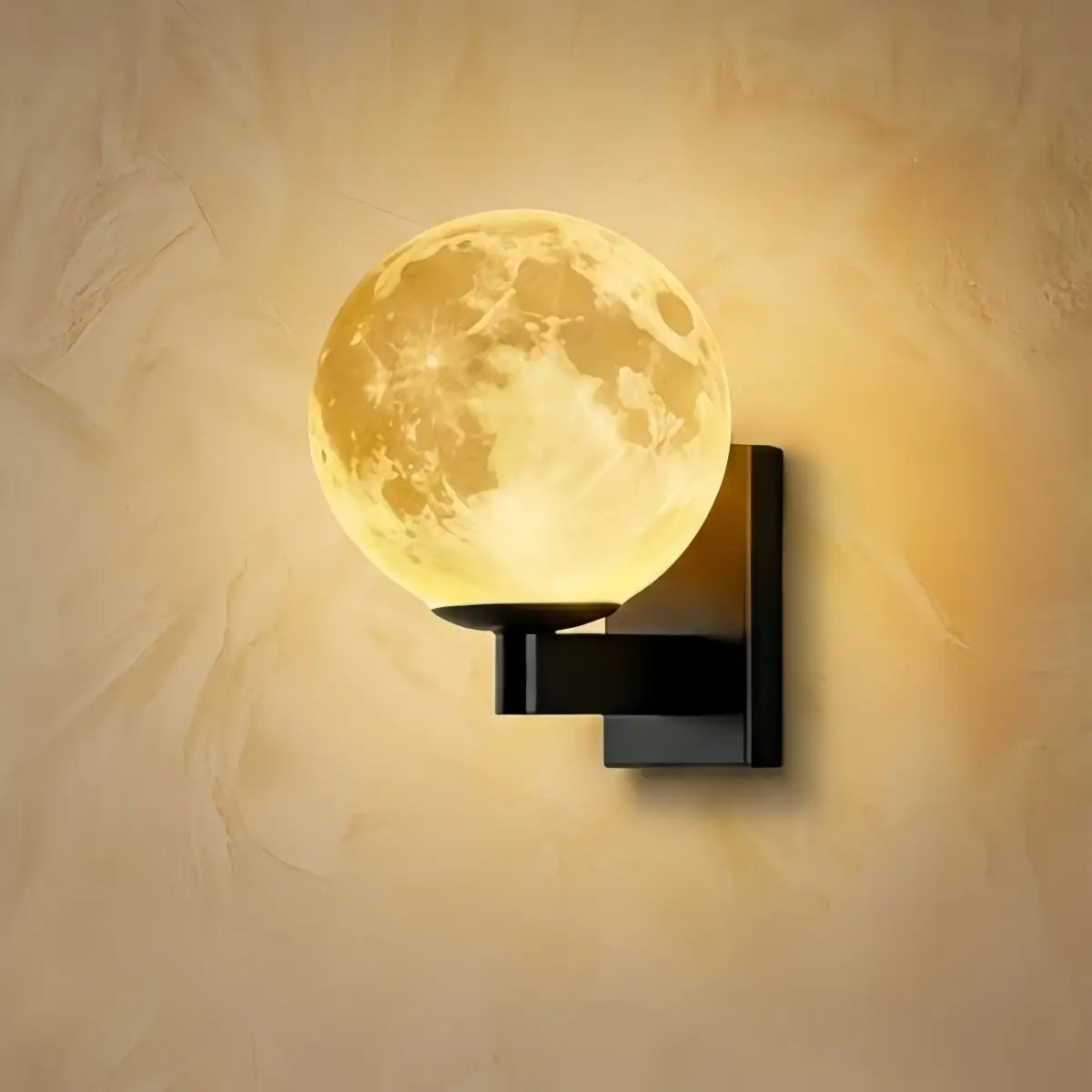 Lunara Art Deco Planet Wall Light -- Stainless Steel & Glass, Black/Beige for Terrace