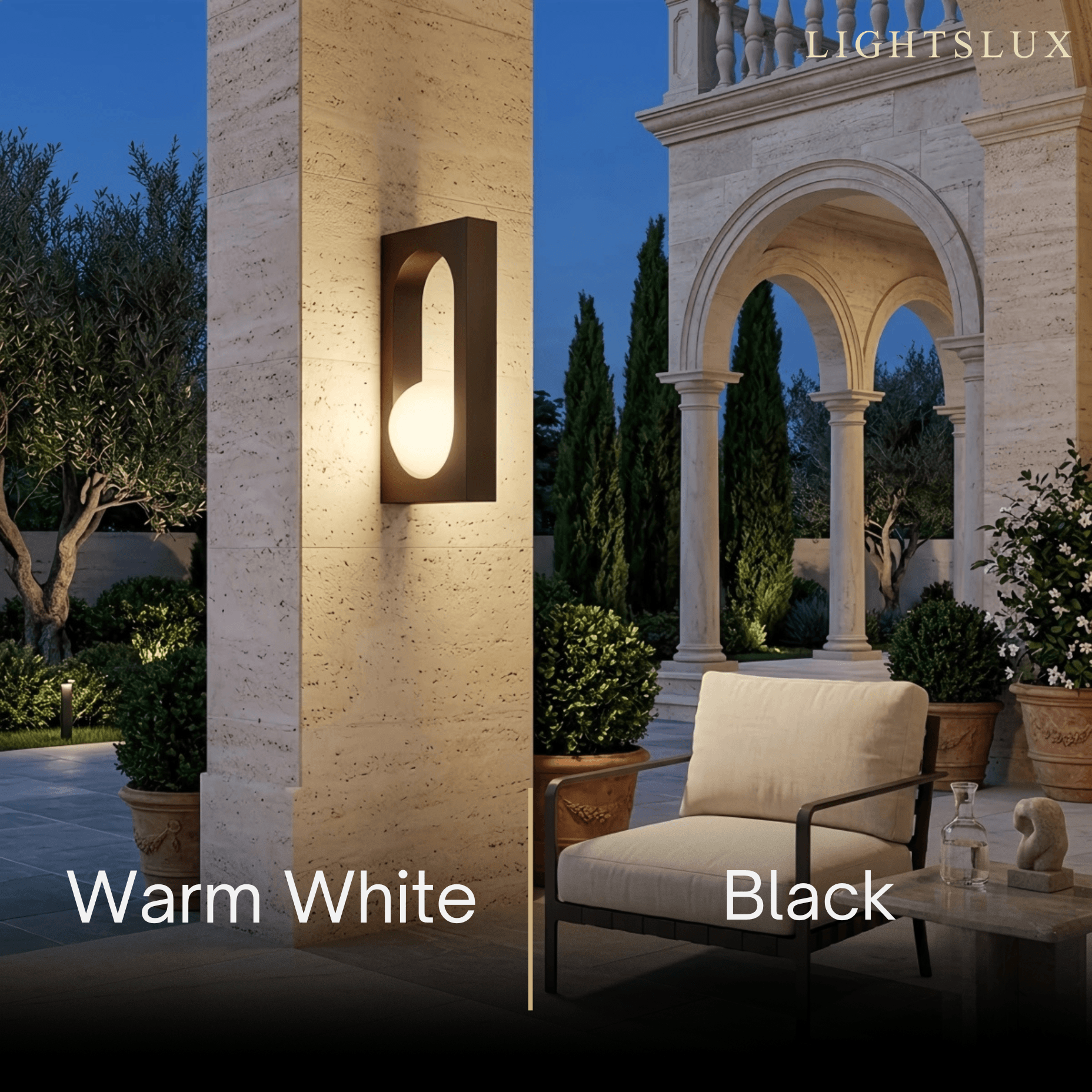 Arcato Modern Outdoor Wall Lamp -- Stainless Steel & PC Black/Gold for Patio