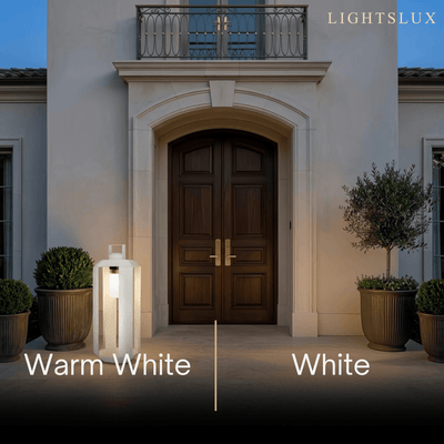Solara Minimalist Ground Lamp -- Stainless Steel & Glass Black/White for Outdoor Garden