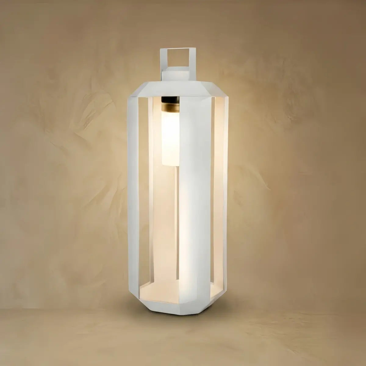 Solara Minimalist Ground Lamp -- Stainless Steel & Glass White for Outdoor Garden