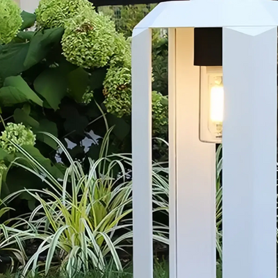Solara Minimalist Ground Lamp -- Stainless Steel & Glass Black/White for Outdoor Garden Detail