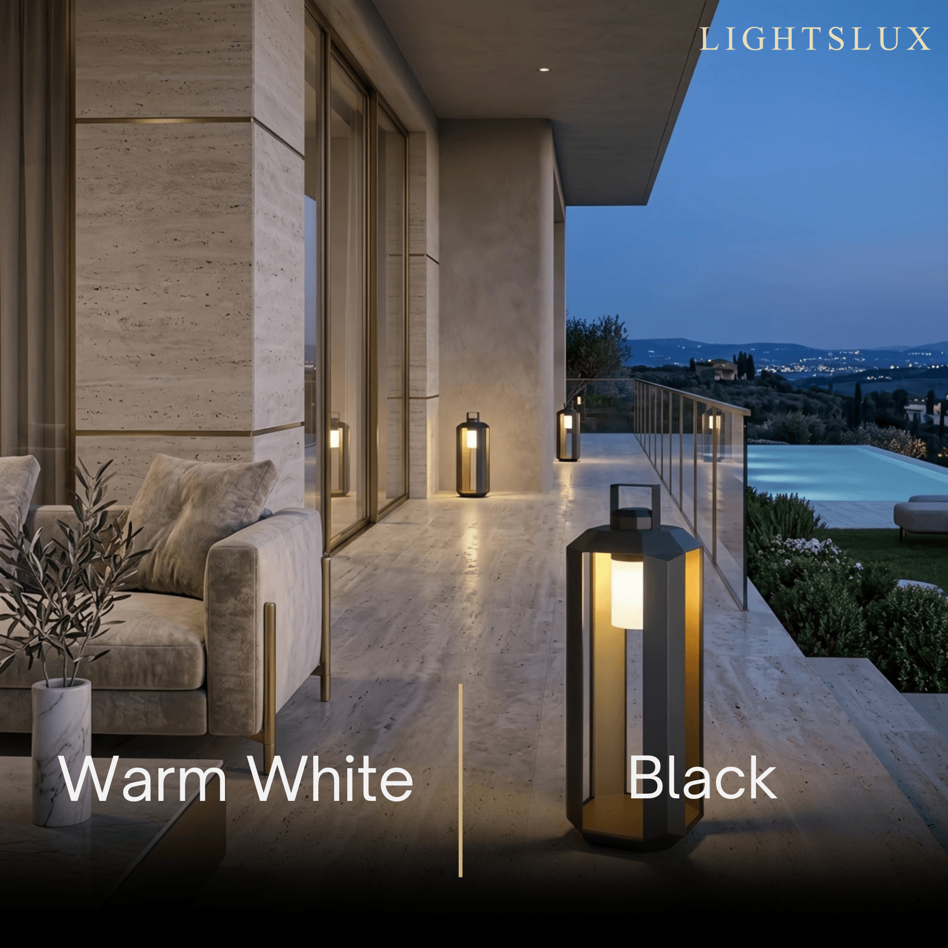 Minimalist Ground Lamp -- Stainless Steel & Glass Black/White for Outdoor Garden