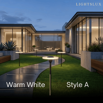 Arcato Minimalist Floor Lamp--Outdoor Courtyard