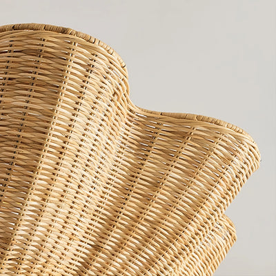 Modern Pendant Light - Scalloped Woven Rattan & Iron for Dining Room